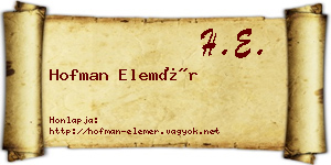 Hofman Elemér névjegykártya